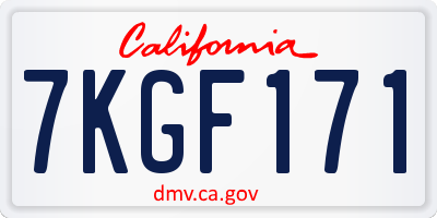 CA license plate 7KGF171