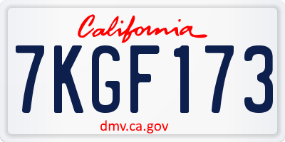 CA license plate 7KGF173