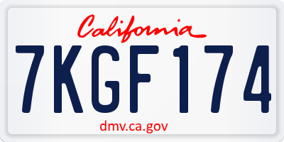 CA license plate 7KGF174