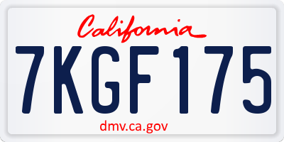 CA license plate 7KGF175