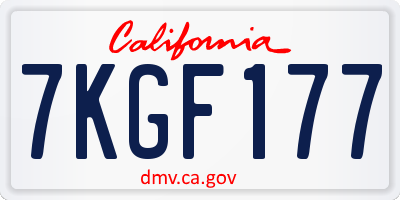 CA license plate 7KGF177