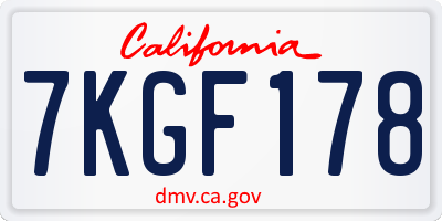 CA license plate 7KGF178