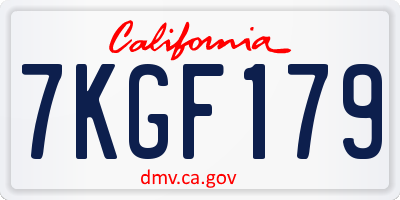 CA license plate 7KGF179