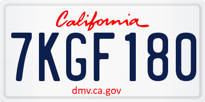 CA license plate 7KGF180