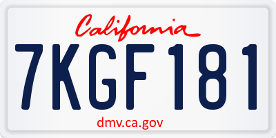 CA license plate 7KGF181