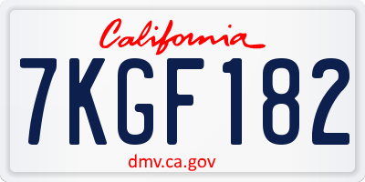 CA license plate 7KGF182