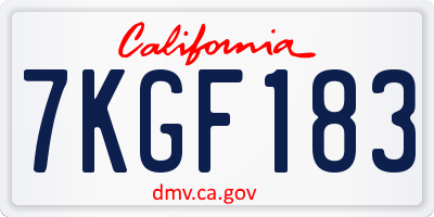 CA license plate 7KGF183