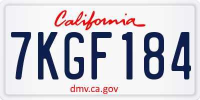 CA license plate 7KGF184