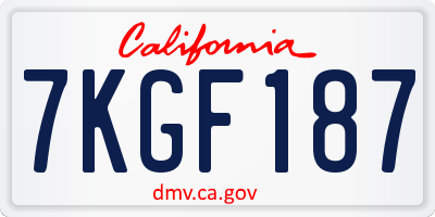 CA license plate 7KGF187