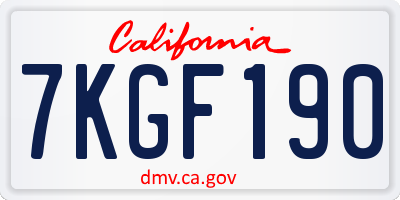 CA license plate 7KGF190