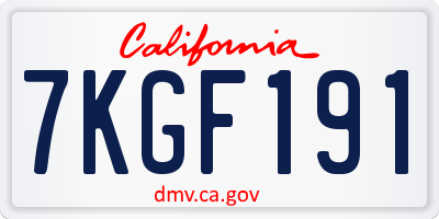 CA license plate 7KGF191