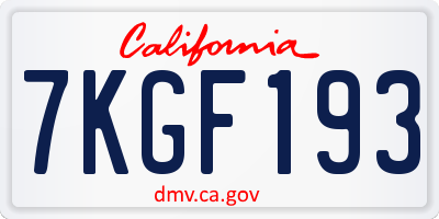 CA license plate 7KGF193