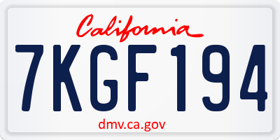 CA license plate 7KGF194