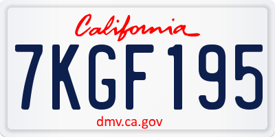 CA license plate 7KGF195