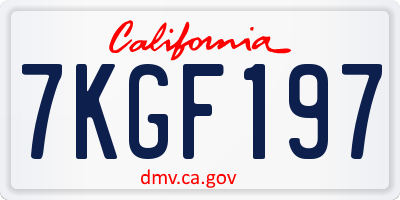 CA license plate 7KGF197