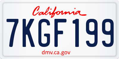CA license plate 7KGF199