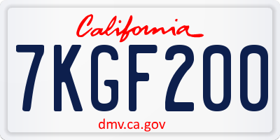 CA license plate 7KGF200