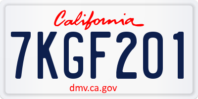 CA license plate 7KGF201