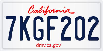 CA license plate 7KGF202