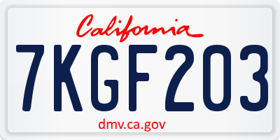 CA license plate 7KGF203