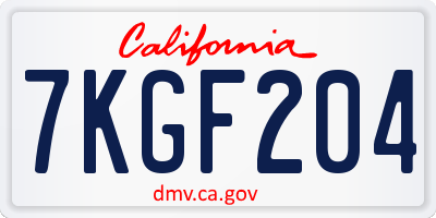 CA license plate 7KGF204