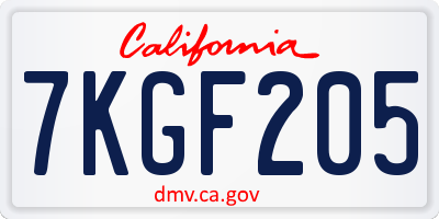 CA license plate 7KGF205