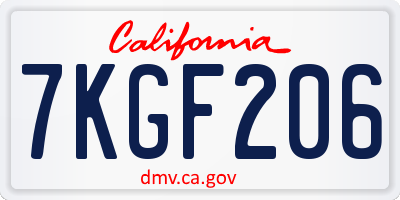 CA license plate 7KGF206