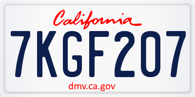CA license plate 7KGF207