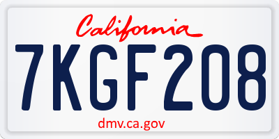 CA license plate 7KGF208