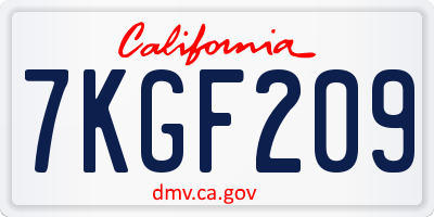 CA license plate 7KGF209