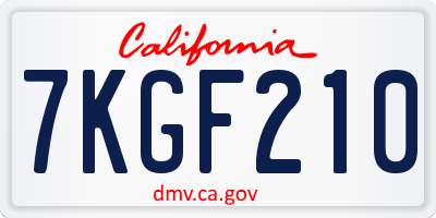 CA license plate 7KGF210