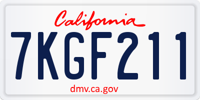 CA license plate 7KGF211