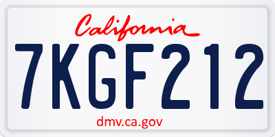 CA license plate 7KGF212