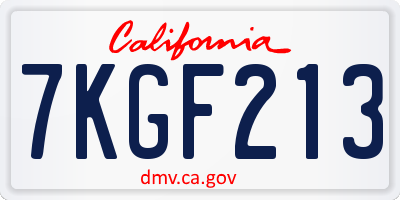CA license plate 7KGF213