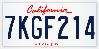 CA license plate 7KGF214