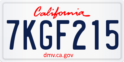 CA license plate 7KGF215