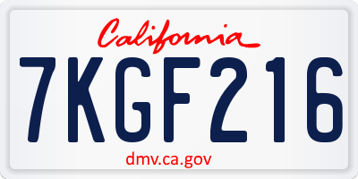 CA license plate 7KGF216