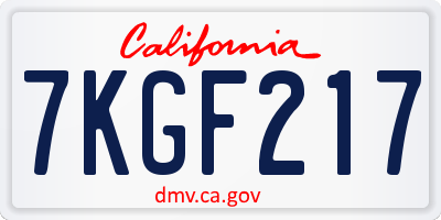 CA license plate 7KGF217