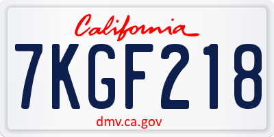 CA license plate 7KGF218