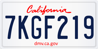 CA license plate 7KGF219