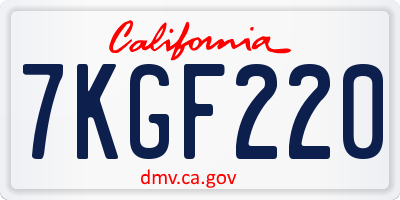 CA license plate 7KGF220