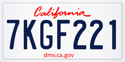 CA license plate 7KGF221