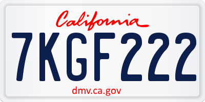 CA license plate 7KGF222