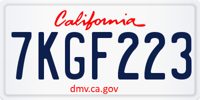 CA license plate 7KGF223