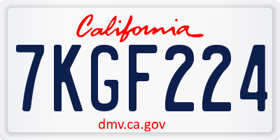 CA license plate 7KGF224