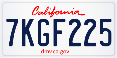 CA license plate 7KGF225