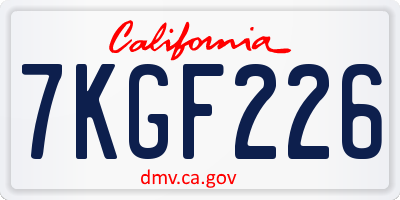CA license plate 7KGF226