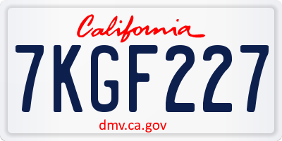 CA license plate 7KGF227