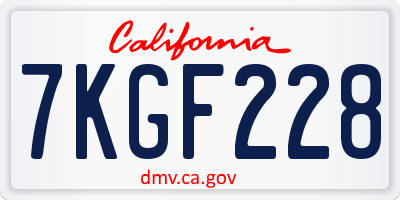 CA license plate 7KGF228