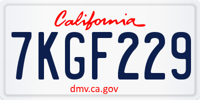 CA license plate 7KGF229
